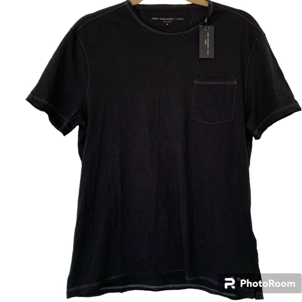 NWT John Varvatos USA Mens M Cooper Short Sleeve Black Crew Neck T-Shirt Tee